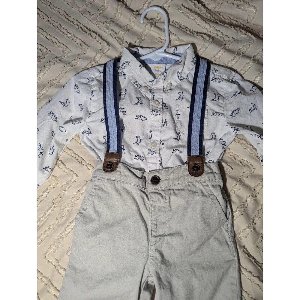 Gymboree Baby Boy Dino Suspender Set Wedding Dressed Up outfit Spring